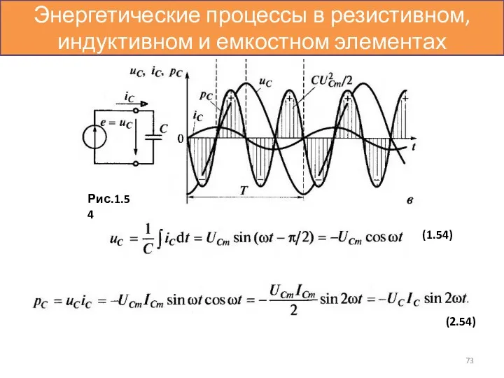Энергетические процессы в резистивном, индуктивном и емкостном элементах Рис.1.54 (1.54) (2.54)