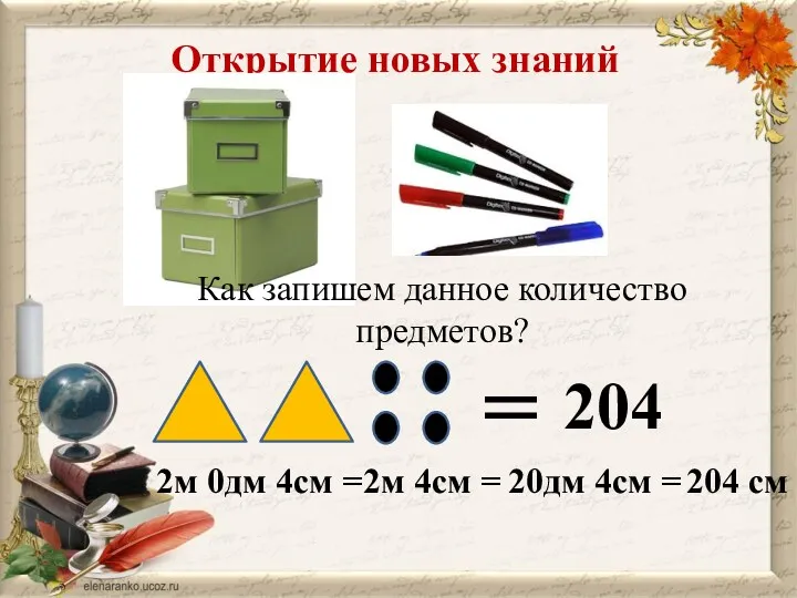 Открытие новых знаний Как запишем данное количество предметов? = 204