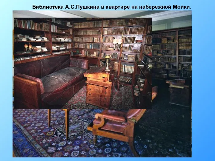 Библиотека А.С.Пушкина в квартире на набережной Мойки.