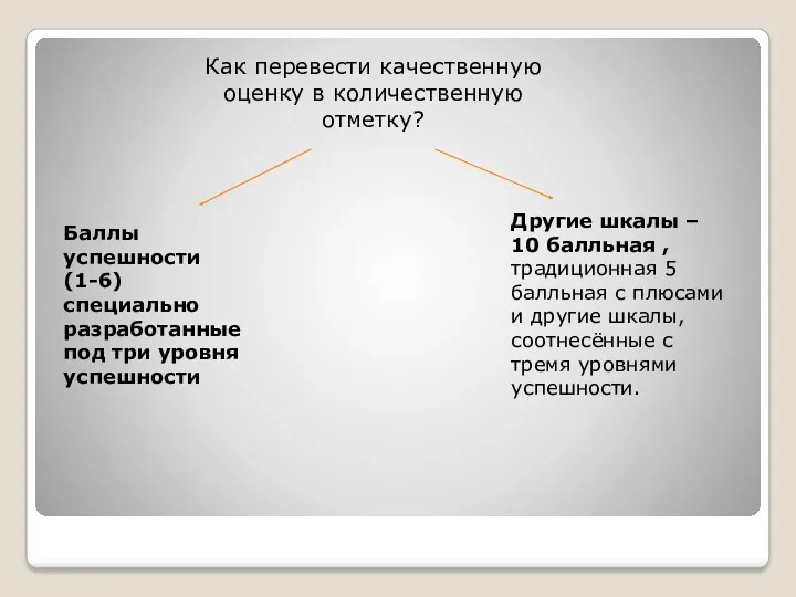 Баллы успешности (1-6) специально разработанные под три уровня успешности Другие