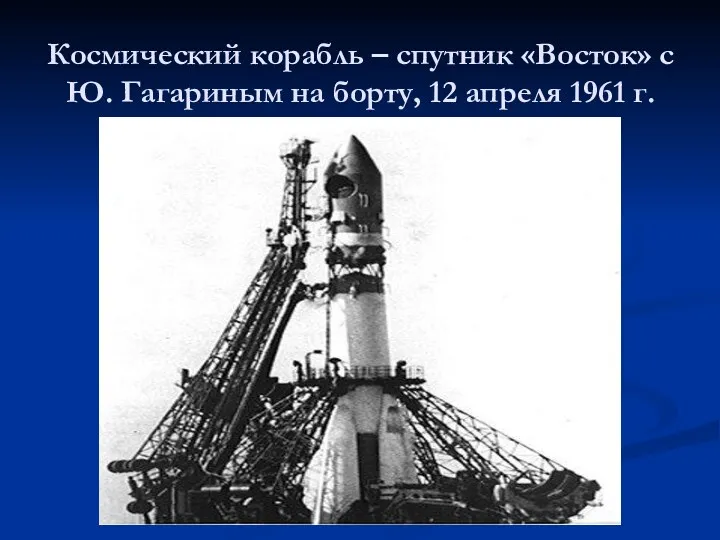 Космический корабль – спутник «Восток» с Ю. Гагариным на борту, 12 апреля 1961 г.