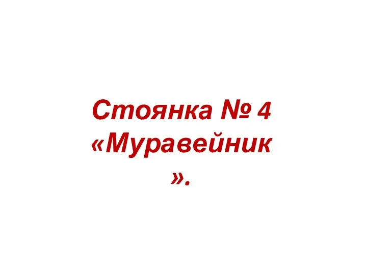 Стоянка № 4 «Муравейник».