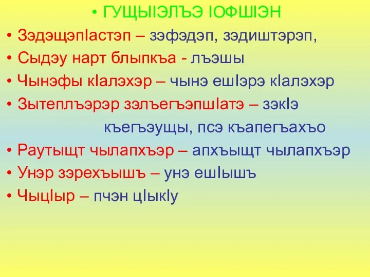 ГУЩЫIЭЛЪЭ IОФШIЭН ЗэдэщэпIастэп – зэфэдэп, зэдиштэрэп, Сыдэу нарт блыпкъа -