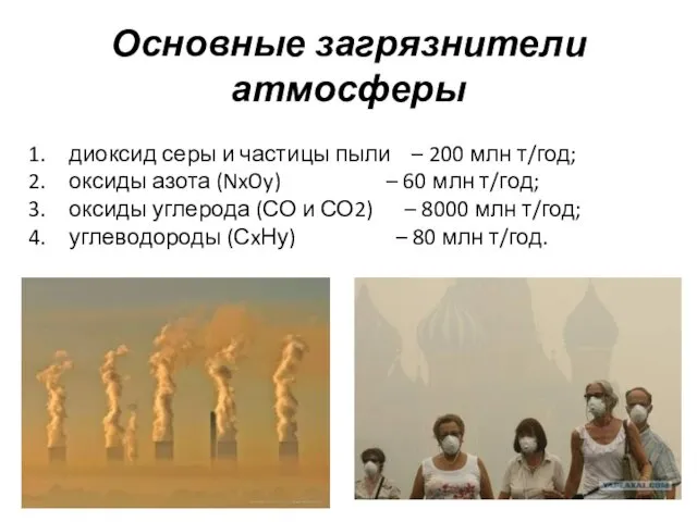 Основные загрязнители атмосферы диоксид серы и частицы пыли – 200