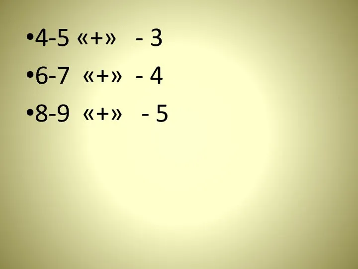 4-5 «+» - 3 6-7 «+» - 4 8-9 «+» - 5