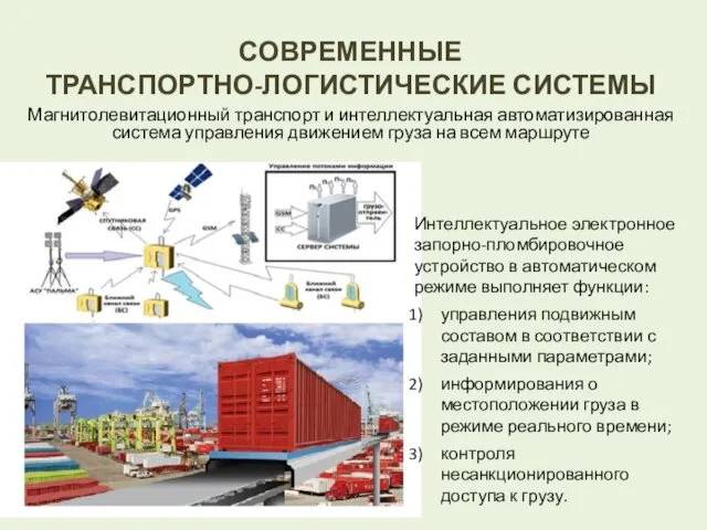 СОВРЕМЕННЫЕ ТРАНСПОРТНО-ЛОГИСТИЧЕСКИЕ СИСТЕМЫ Магнитолевитационный транспорт и интеллектуальная автоматизированная система управления