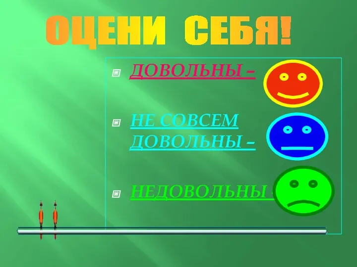 ДОВОЛЬНЫ – НЕ СОВСЕМ ДОВОЛЬНЫ – НЕДОВОЛЬНЫ - ОЦЕНИ СЕБЯ!