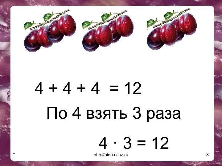 * http://aida.ucoz.ru 4 + 4 + 4 = 12 По 4 взять 3