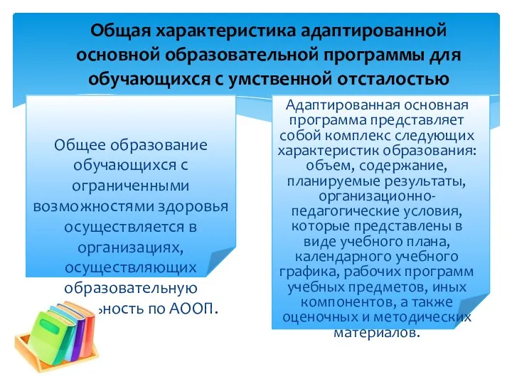 Общая характеристика адаптированной основной образовательной программы для обучающихся с умственной