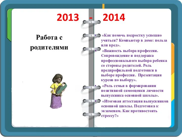 2013 - 2014 Работа с родителями «Как помочь подростку успешно