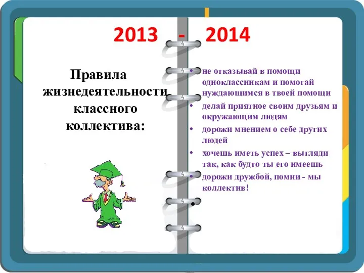 2013 - 2014 Правила жизнедеятельности классного коллектива: не отказывай в