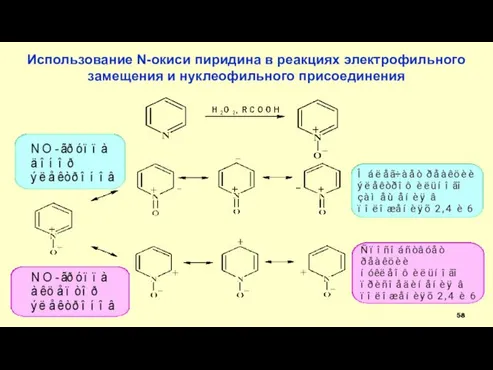 Использование N-окиси пиридина в реакциях электрофильного замещения и нуклеофильного присоединения