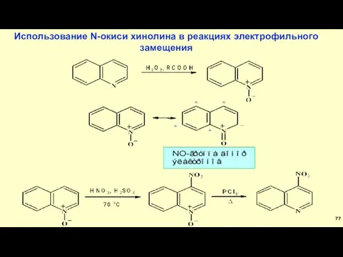 Использование N-окиси хинолина в реакциях электрофильного замещения