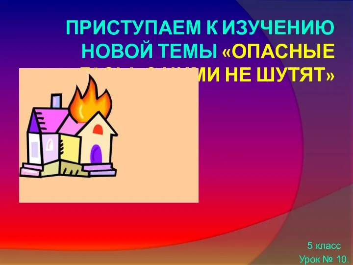 Приступаем к изучению новой темы «Опасные газы, с ними не шутят» 5 класс Урок № 10.