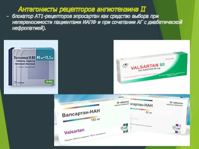 Антагонисты рецепторов ангиотензина II блокатор АТ1-рецепторов эпросартан как средство выбора