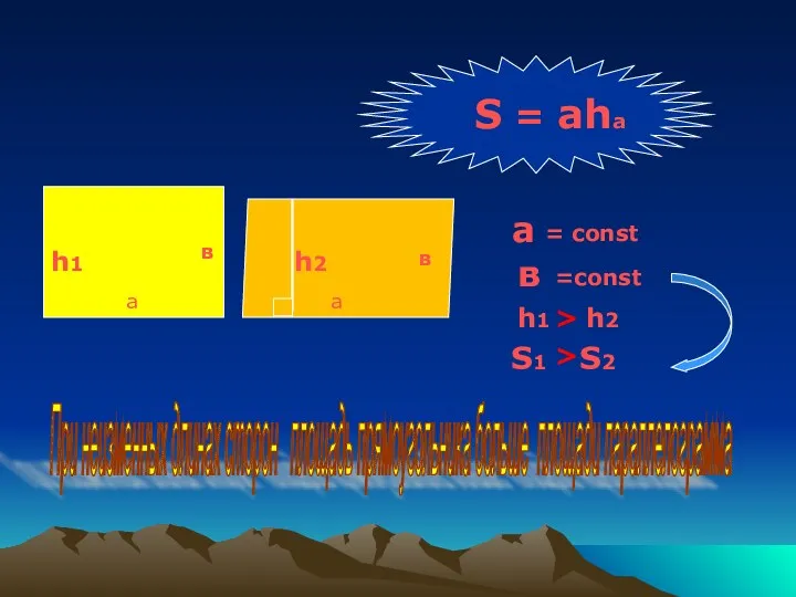 S = aha a в = const =const При неизменных