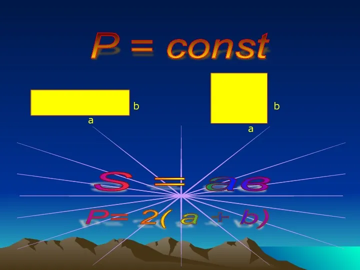 P = const a a b b S = ав Р= 2( a + b)