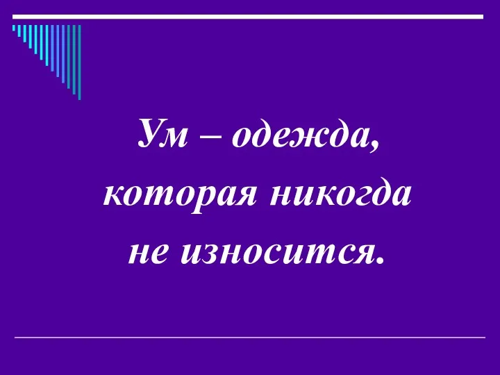 Ум – одежда, которая никогда не износится.