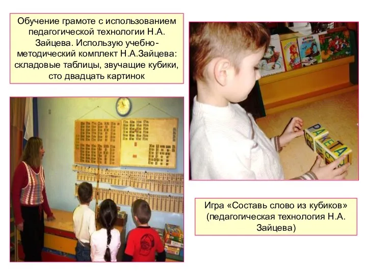 Игра «Составь слово из кубиков» (педагогическая технология Н.А.Зайцева) Обучение грамоте