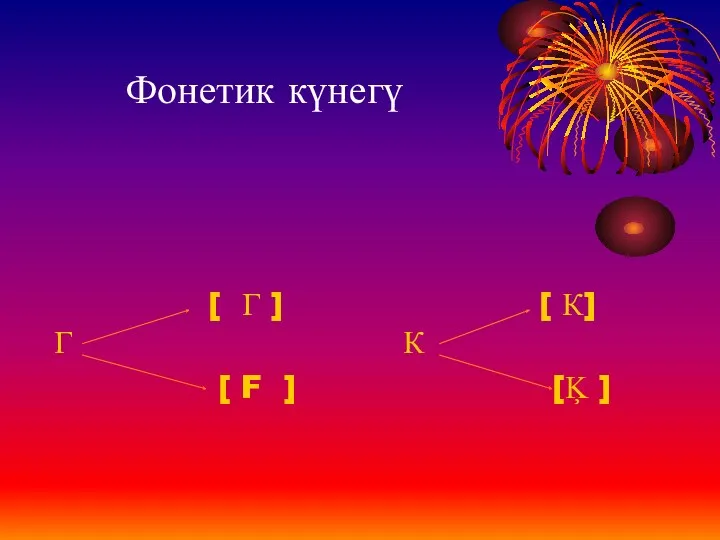 Фонетик күнегү [ Г ] [ К] Г К [ F ] [Ķ ]