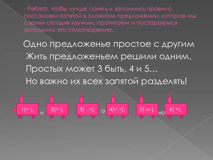 - Ребята, чтобы лучше понять и запомнить правило постановки запятой