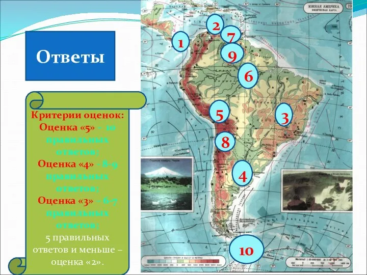 Ответы Критерии оценок: Оценка «5» - 10 правильных ответов; Оценка