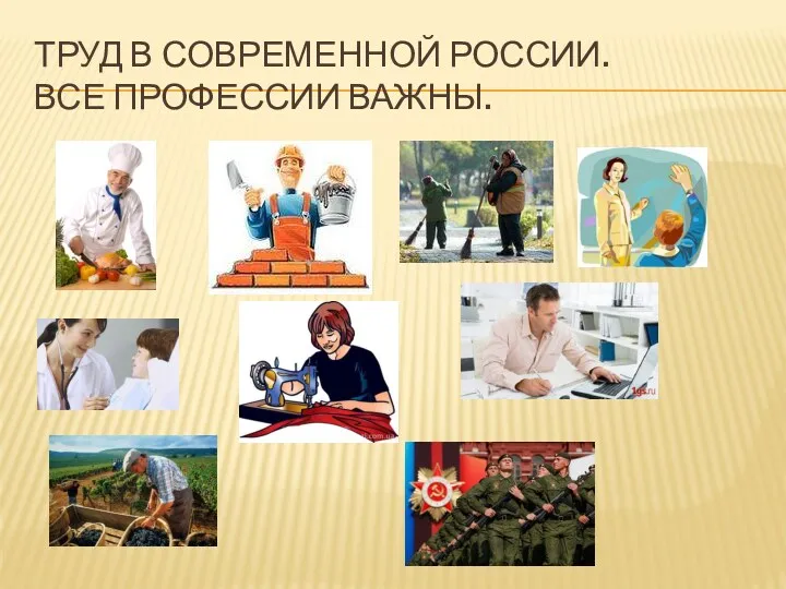 Труд в современной России. Все профессии важны.