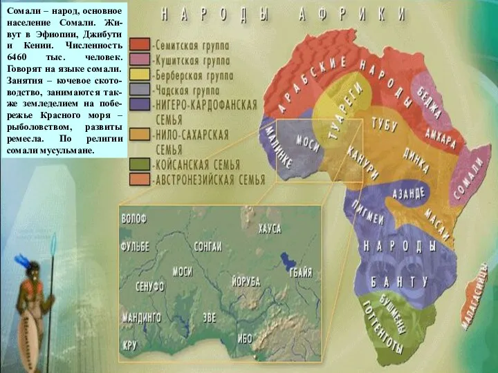 сомали Сомали – народ, основное население Сомали. Жи-вут в Эфиопии, Джибути и Кении.