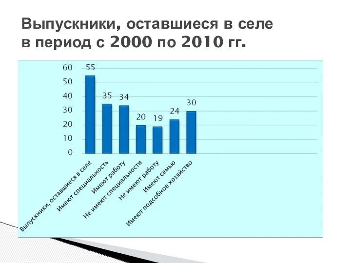 Выпускники, оставшиеся в селе в период с 2000 по 2010 гг.