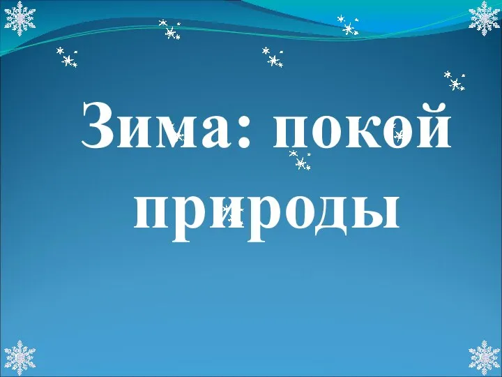 Зима: покой природы