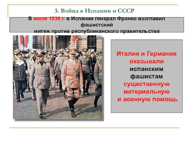 3. Война в Испании и СССР В июле 1936 г.