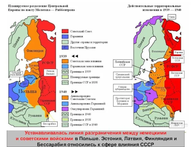 Устанавливалась линия разграничения между немецкими и советскими войсками в Польше.