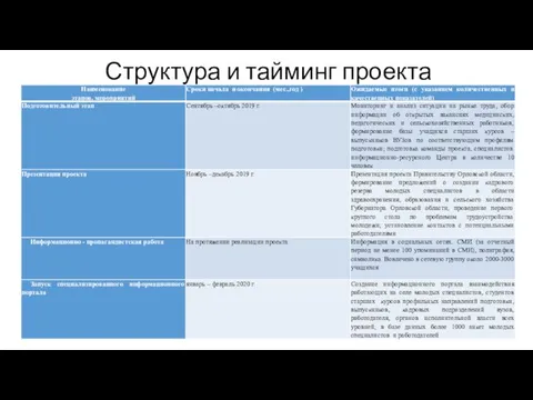 Структура и тайминг проекта