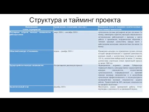 Структура и тайминг проекта