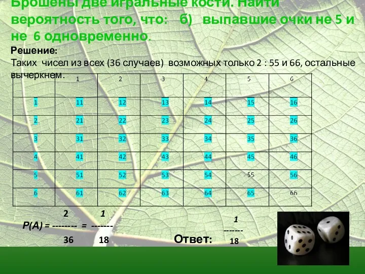 Брошены две игральные кости. Найти вероятность того, что: б) выпавшие