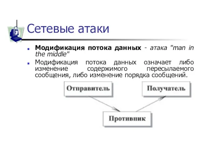 Сетевые атаки Модификация потока данных - атака "man in the