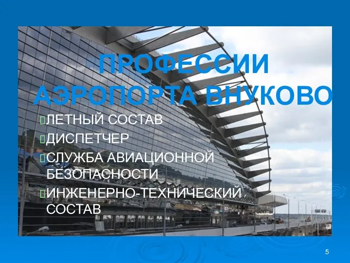 ПРОФЕССИИ АЭРОПОРТА ВНУКОВО ЛЕТНЫЙ СОСТАВ ДИСПЕТЧЕР СЛУЖБА АВИАЦИОННОЙ БЕЗОПАСНОСТИ ИНЖЕНЕРНО-ТЕХНИЧЕСКИЙ СОСТАВ