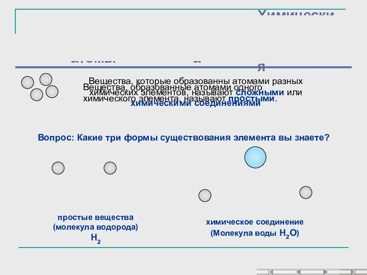 Вещества, образованные атомами одного химического элемента, называют простыми. Вещества, которые