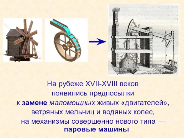 На рубеже XVII-XVIII веков появились предпосылки к замене маломощных живых