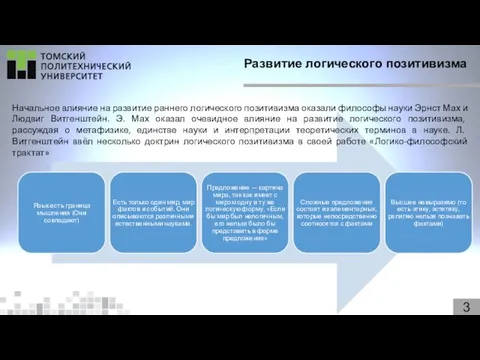 Развитие логического позитивизма 3 Начальное влияние на развитие раннего логического позитивизма оказали философы