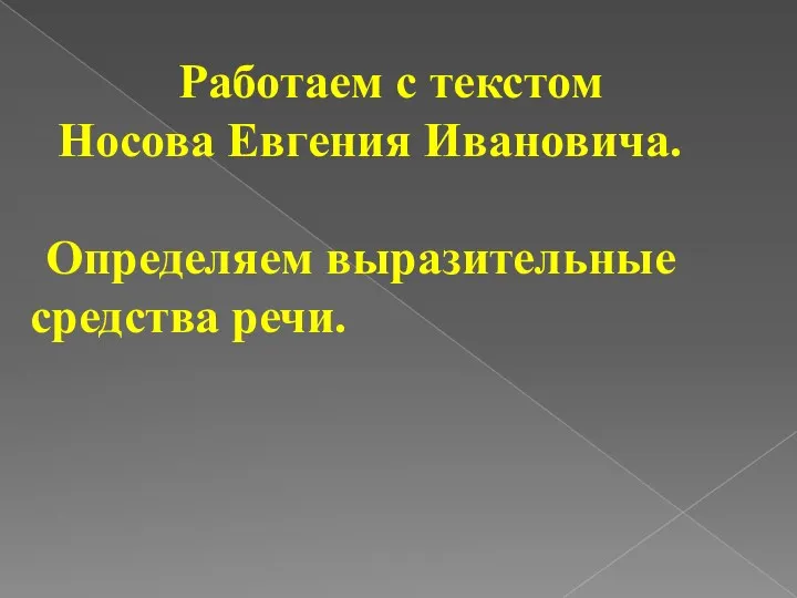 Работаем с текстом Носова Евгения Ивановича. Определяем выразительные средства речи.