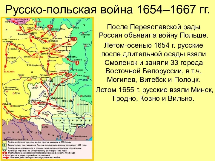 Русско-польская война 1654–1667 гг. После Переяславской рады Россия объявила войну