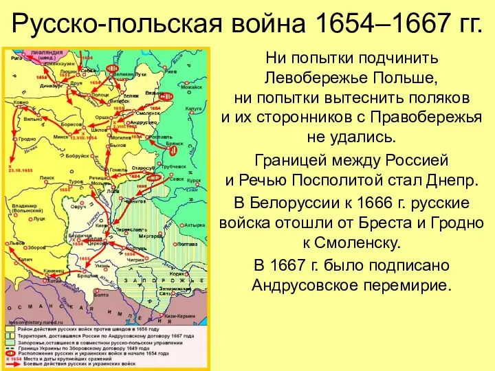 Русско-польская война 1654–1667 гг. Ни попытки подчинить Левобережье Польше, ни