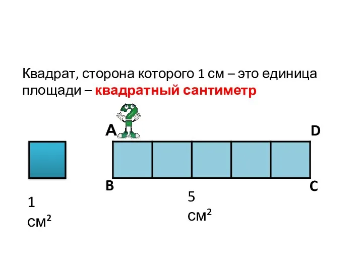 1 см² Квадрат, сторона которого 1 см – это единица