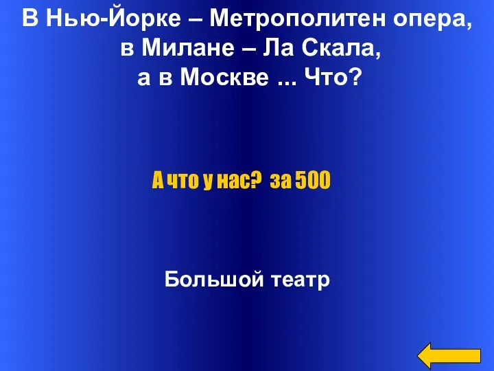 В Нью-Йорке – Метрополитен опера, в Милане – Ла Скала, а в Москве