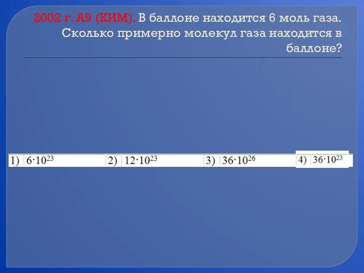 2002 г. А9 (КИМ). В баллоне находится 6 моль газа.