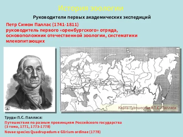Руководители первых академических экспедиций Петр Симон Паллас (1741-1811) руководитель первого «оренбургского» отряда, основоположник