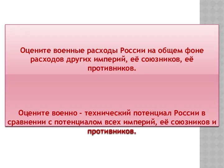 Оцените военные расходы России на общем фоне расходов других империй,