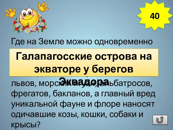 Где на Земле можно одновременно встретить пингвинов, кактусы опунции высотой до 10 м,