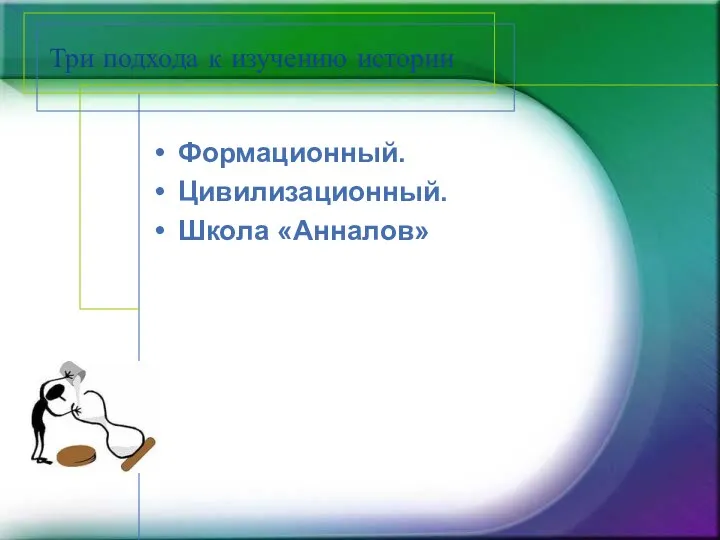 Три подхода к изучению истории Формационный. Цивилизационный. Школа «Анналов»